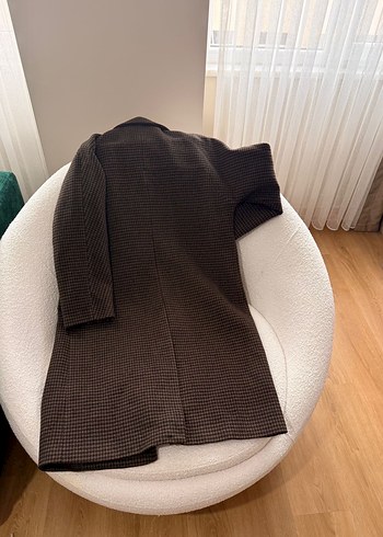 Kahverengi Kazayağı Desenli Çift Düğmeli Kaban - Görsel 5