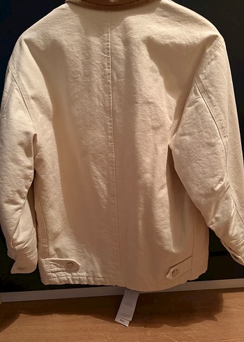 Beyaz Kadın Midi Ceket Kürklü Yaka - Görsel 6