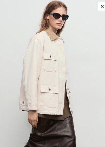 Beyaz Kadın Midi Ceket Kürklü Yaka - Görsel 2