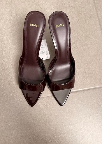 Kahverengi Rugan Stiletto Kadın Terlik - Görsel 2