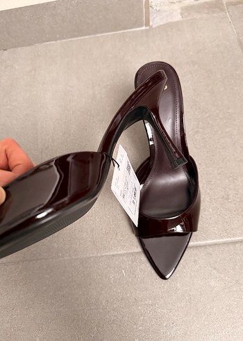 Kahverengi Rugan Stiletto Kadın Terlik - Görsel 3