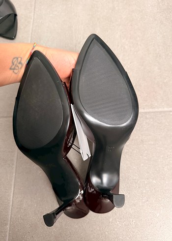 Kahverengi Rugan Stiletto Kadın Terlik - Görsel 5