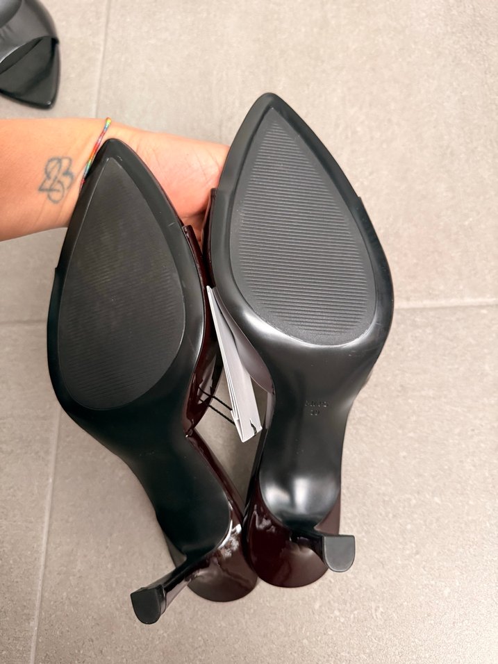 Kahverengi Rugan Stiletto Kadın Terlik - Görsel 5