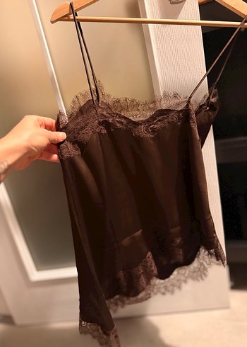 Dantel Detaylı Kahverengi V Yaka Kadın Atlet - Görsel 10