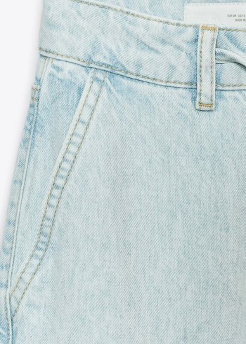 Zara Beyaz Pastel Renk Rahat Kesim Kadın Kot Pantolon