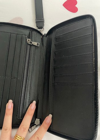 Siyah Deri Fermuarlı Kadın Clutch Cüzdan - Görsel 2
