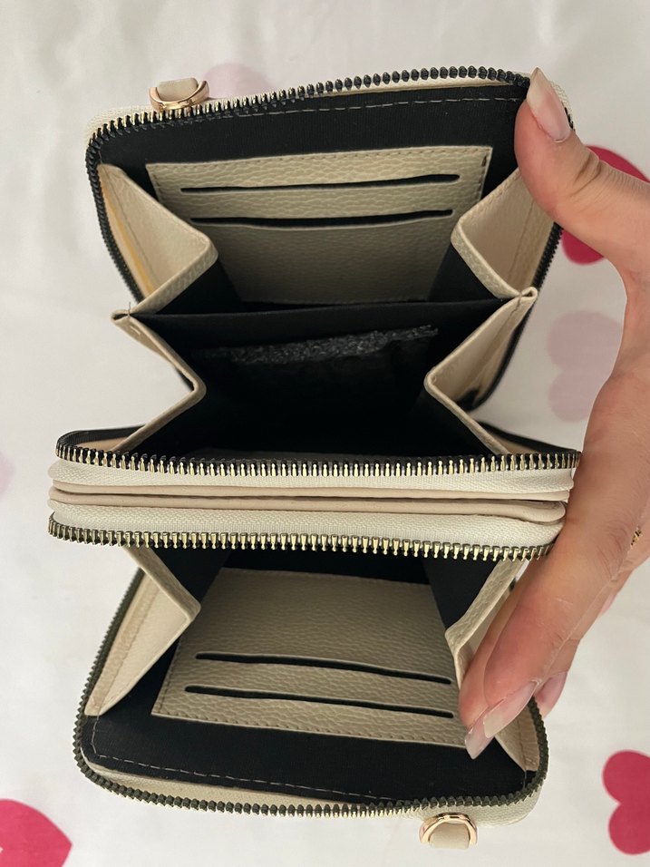 Deri Beyaz Fermuarlı Kadın Portföy Cüzdan - Görsel 2