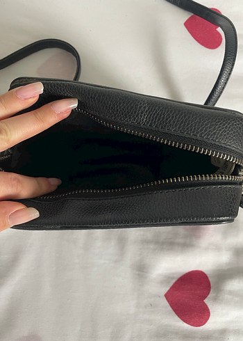 Kadın Siyah Deri Fermuarlı Omuz Çantası - Görsel 2