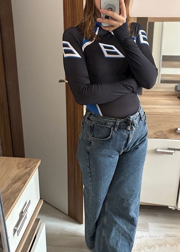 Mavi Baskılı Parmaklı Çıtçıtlı Body - Görsel 2