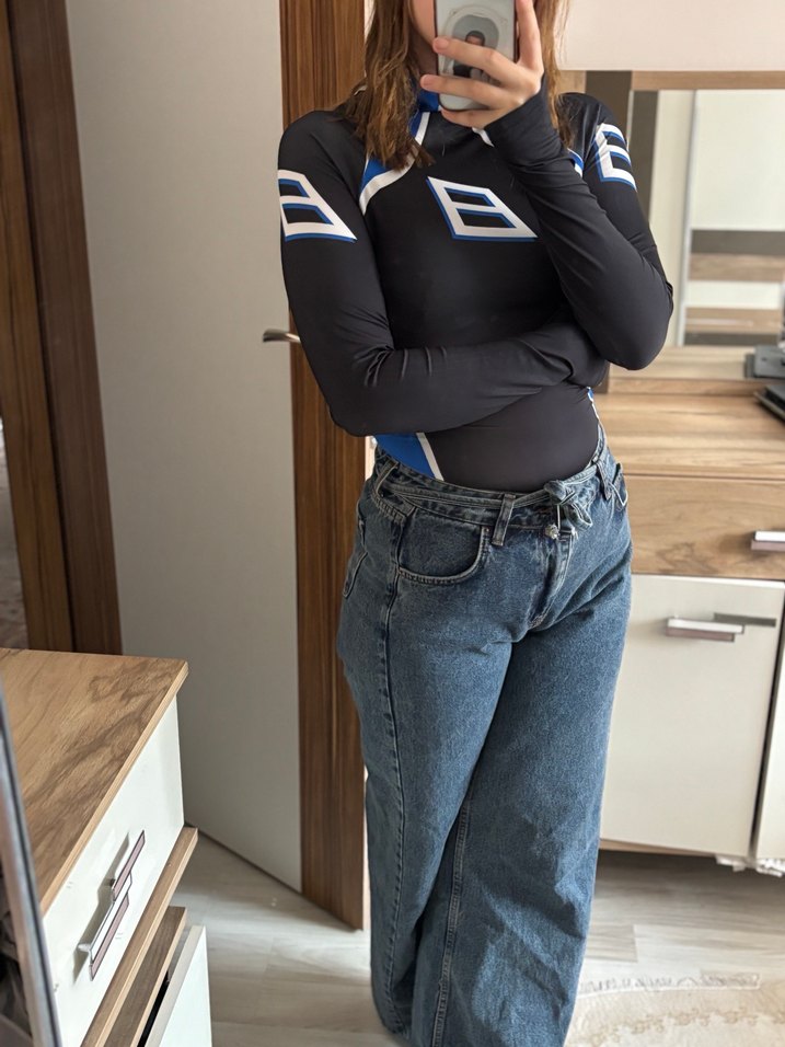 Mavi Baskılı Parmaklı Çıtçıtlı Body - Görsel 2