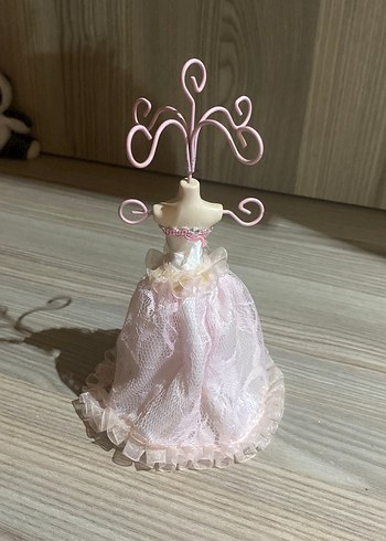 Beden Pembe Uzun Straplez Mini Düğün Elbiseli takı organizeri