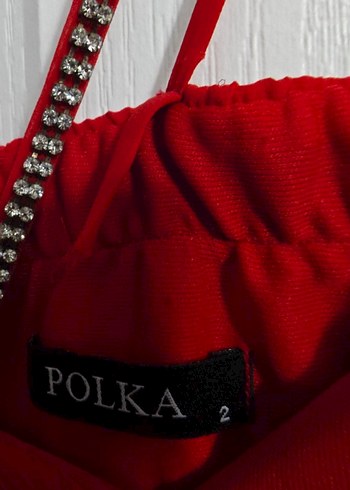 Kırmızı V Yakalı Uzun Abiye Elbise - Görsel 2