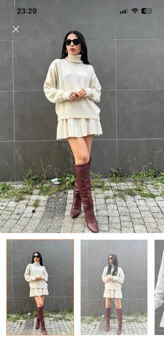 Siyah Deri Mini Etek - Görsel 3