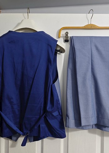 Erkek Mavi Düğmeli Klasik Yelek - Görsel 4