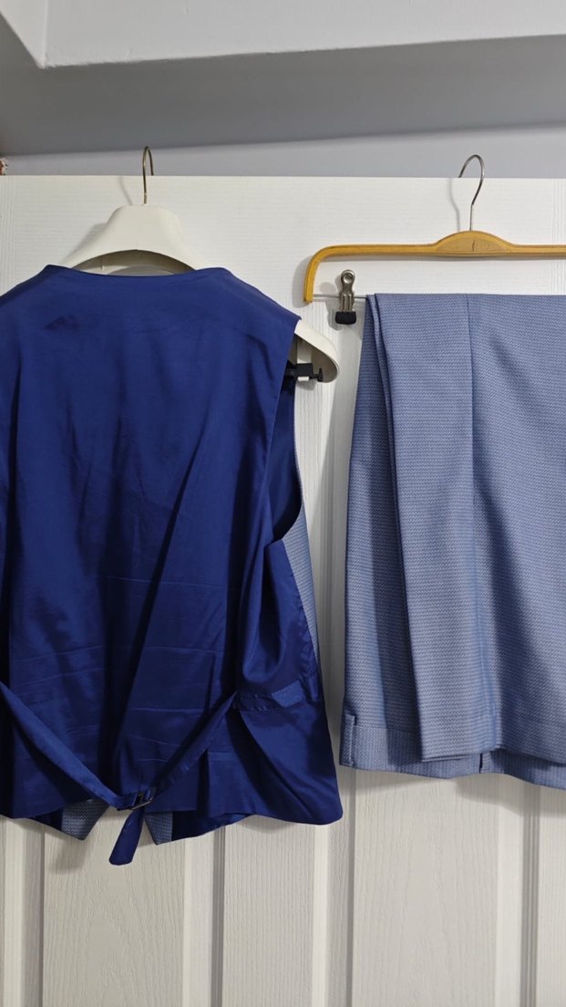 Erkek Mavi Düğmeli Klasik Yelek - Görsel 4