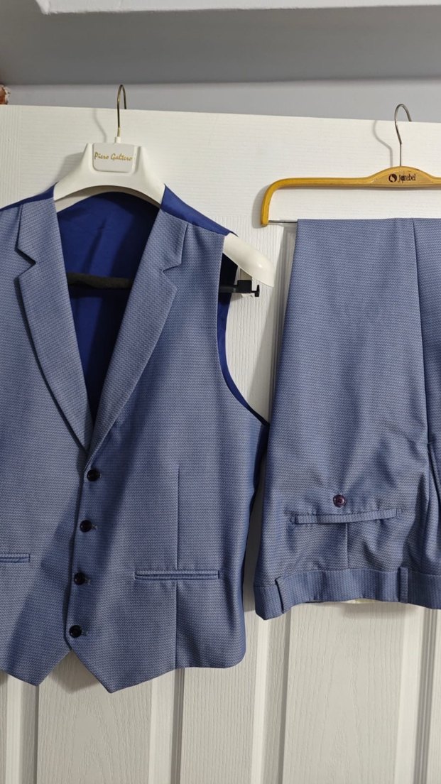 Erkek Mavi Düğmeli Klasik Yelek - Görsel 2