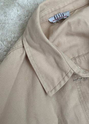 Bej Düğmeli Kadın Keten Ceket - Görsel 4