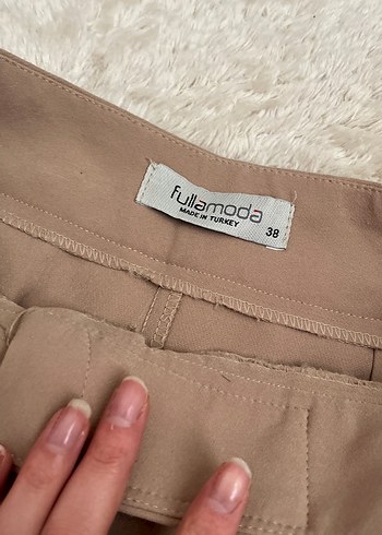 Bej Kadın Midi Kumaş Pantolon - Görsel 4