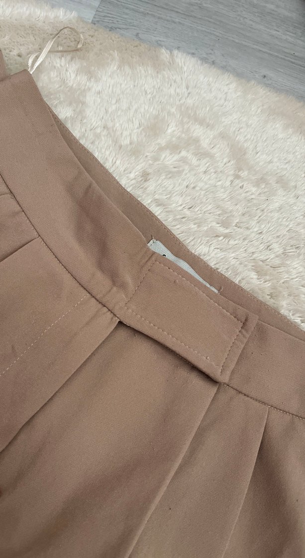 Bej Kadın Midi Kumaş Pantolon - Görsel 3