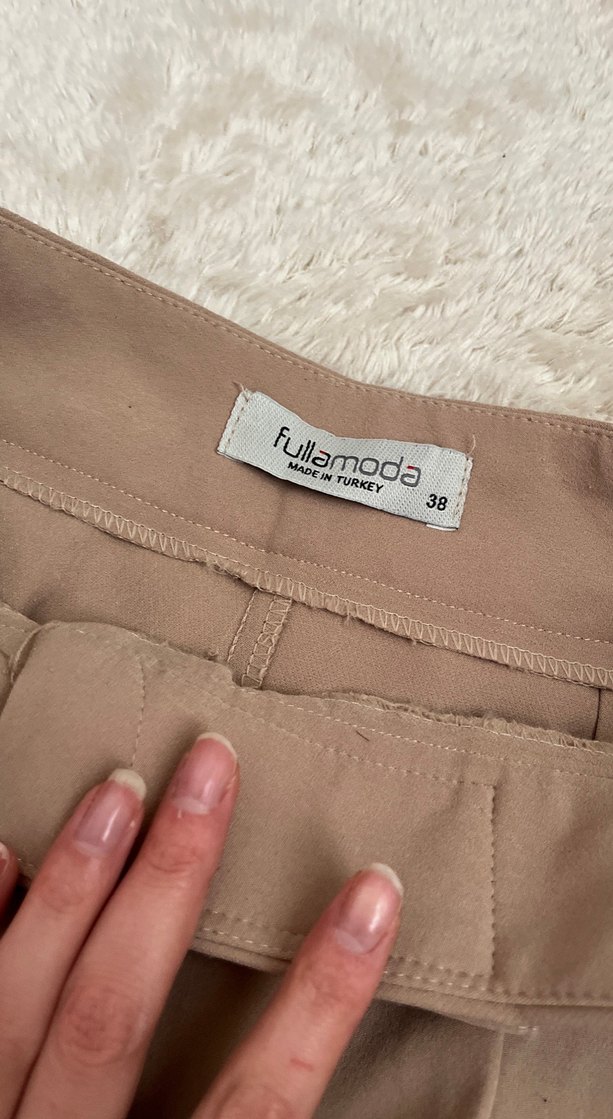 Bej Kadın Midi Kumaş Pantolon - Görsel 4