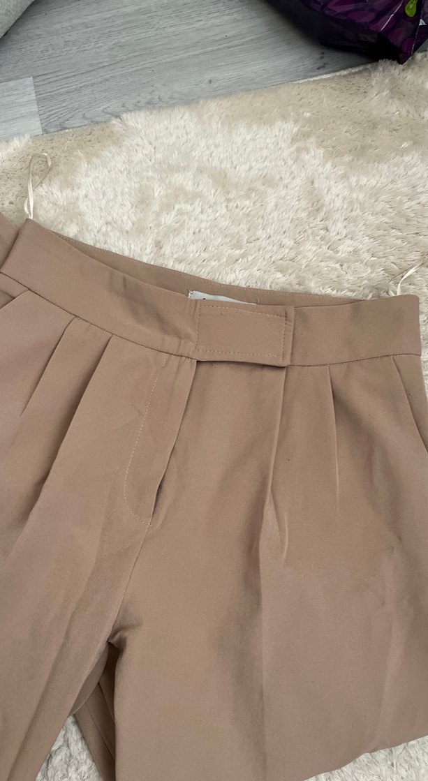 Bej Kadın Midi Kumaş Pantolon - Görsel 2