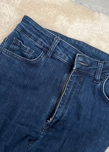 Kürklü Lacivert Normal Kesim Kadın Denim Pantolon - Görsel 2