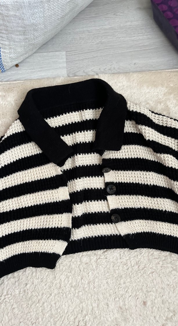 Çizgili Örgü Kadın Triko - Görsel 2