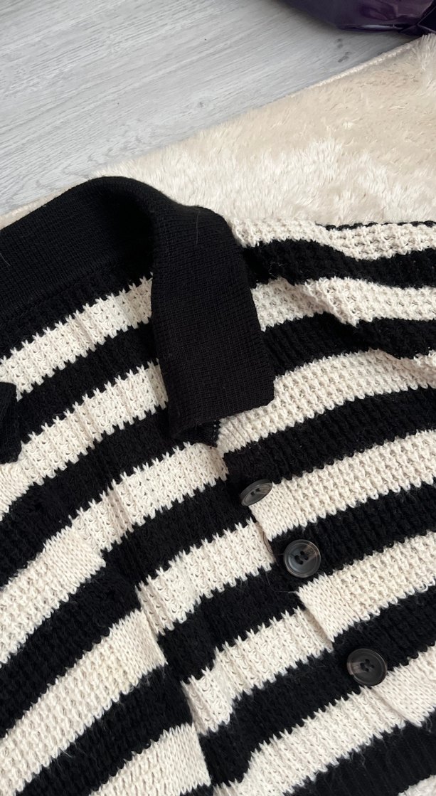 Çizgili Örgü Kadın Triko - Görsel 3