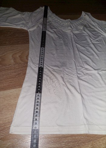 beyaz işlemeli kadın bluz - Görsel 5