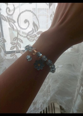 mavi charmlı boncuk bileklik - Görsel 3