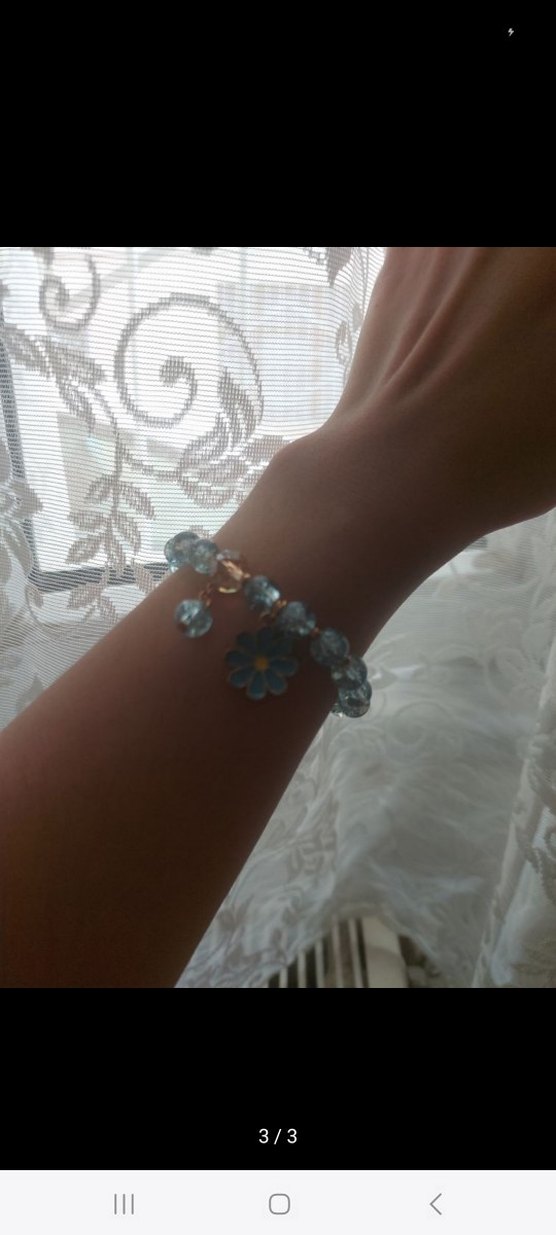 mavi charmlı boncuk bileklik - Görsel 3