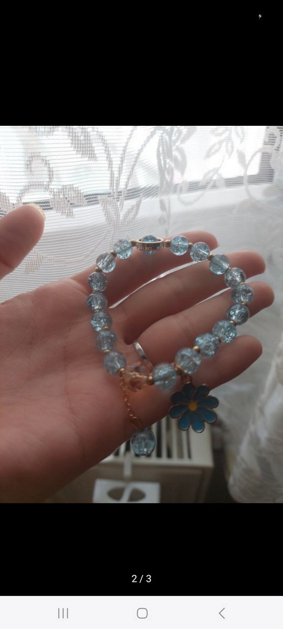 mavi charmlı boncuk bileklik - Görsel 2