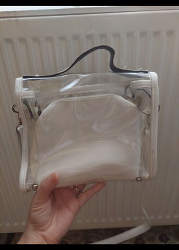 Şeffaf Beyaz Modern Klasik Tokalı Askılı Kadın Çanta - Görsel 2