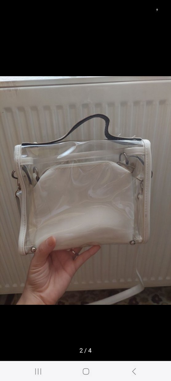 Şeffaf Beyaz Modern Klasik Tokalı Askılı Kadın Çanta - Görsel 2