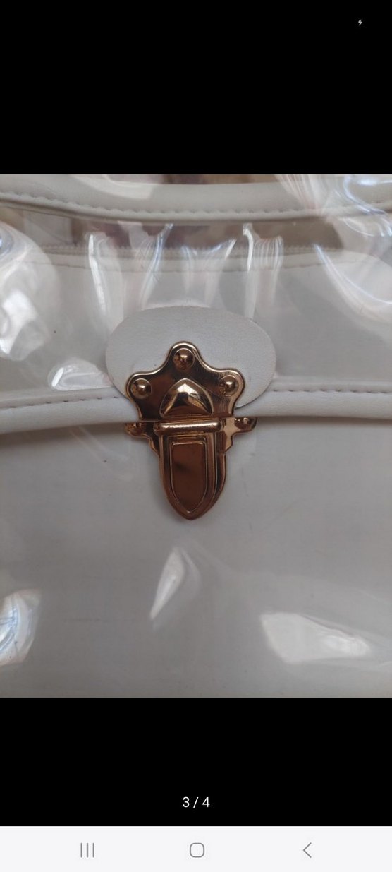 Şeffaf Beyaz Modern Klasik Tokalı Askılı Kadın Çanta - Görsel 3