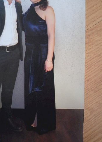 Lacivert Uzun Drapeli söz nişan Abiye Elbise - Görsel 9