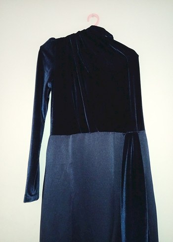 Lacivert Uzun Drapeli söz nişan Abiye Elbise - Görsel 6