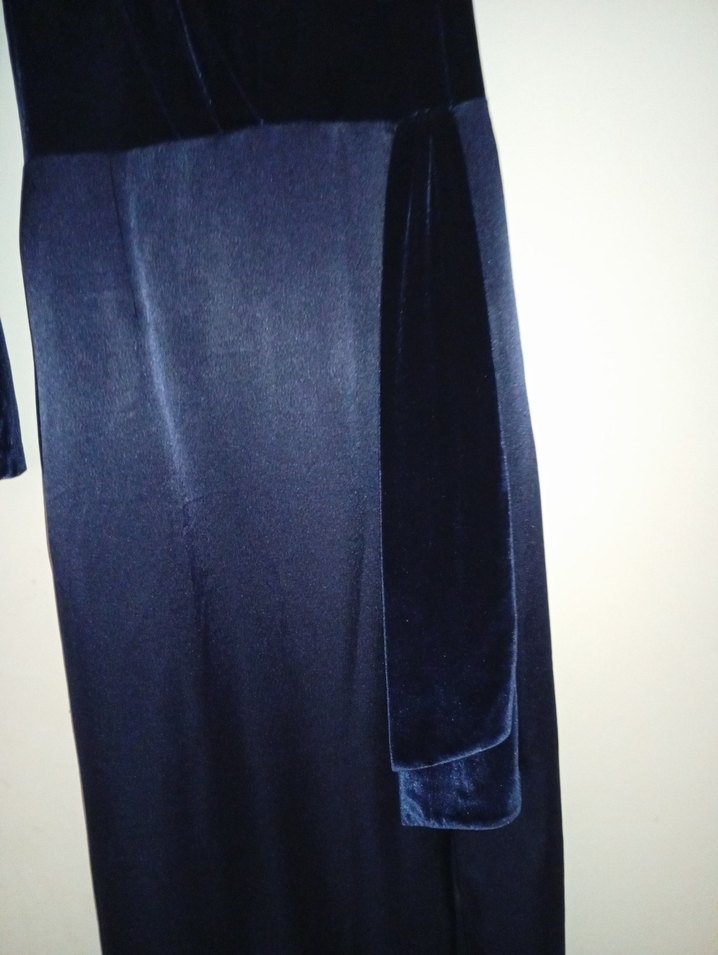 Lacivert Uzun Drapeli söz nişan Abiye Elbise - Görsel 5