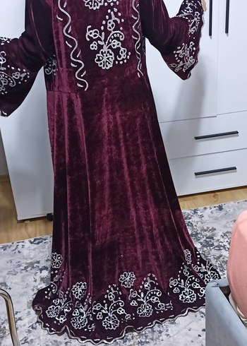 s Beden Bordo Nakışlı Uzun bindallı