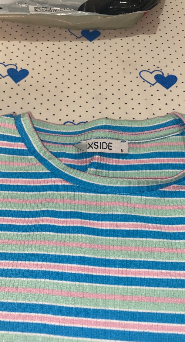 Mavi Çizgili Kısa Kollu Tişört - Görsel 2