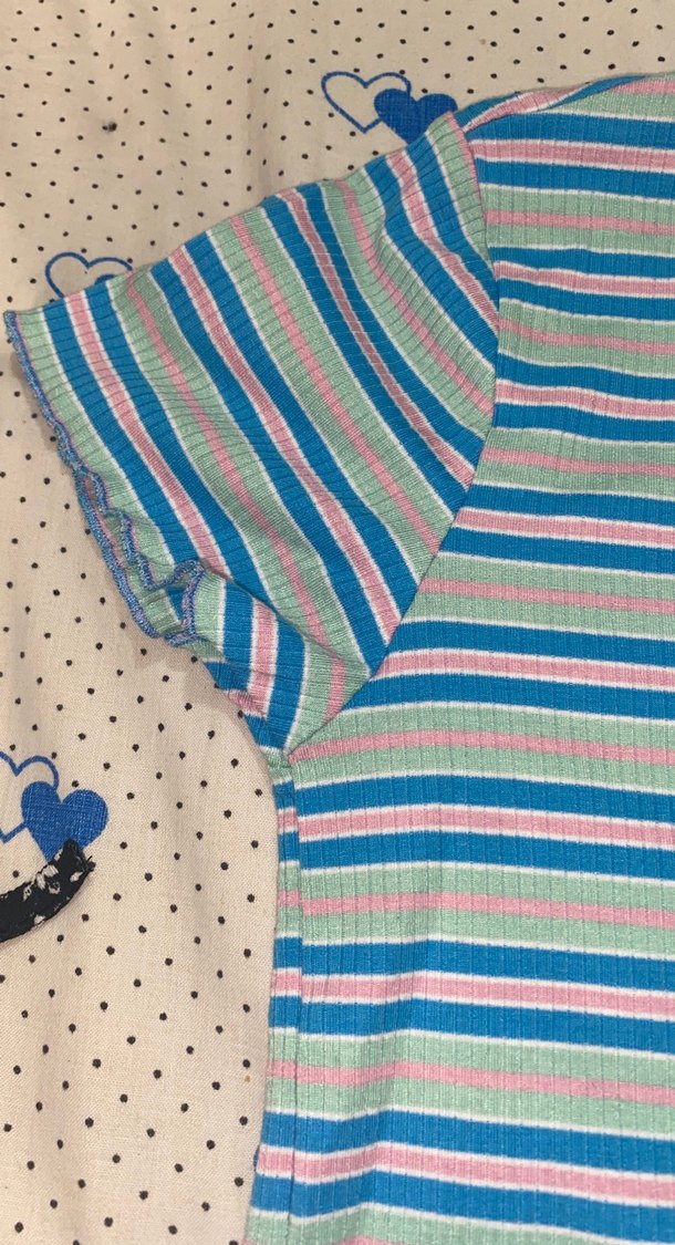 Mavi Çizgili Kısa Kollu Tişört - Görsel 3