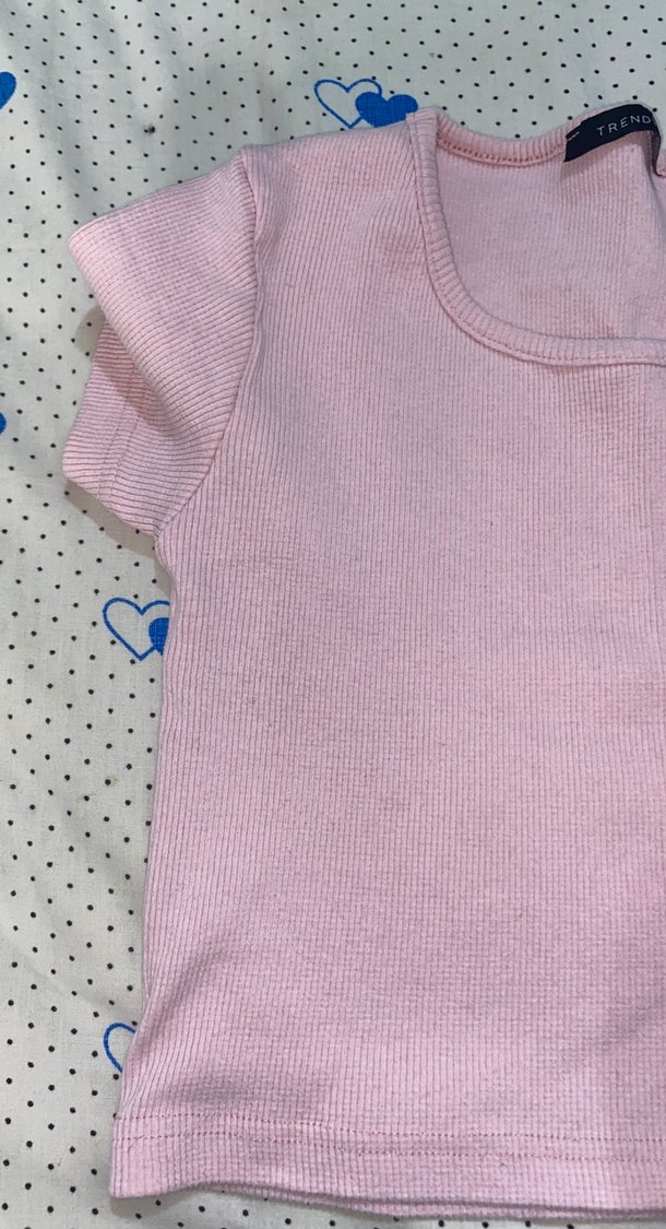 Pembe Kısa Kollu Basic Tişört - Görsel 3