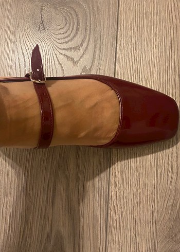 37 Beden bordo Renk Bordo Tokalı Kadın Topuklu Babet