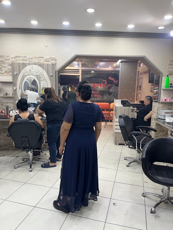 Lacivert V Yakalı Midi Uzun Elbise - Görsel 3