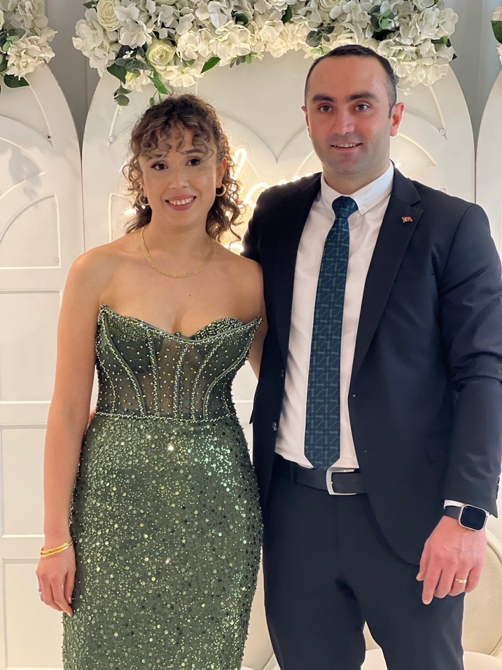 İnci İşlemeli Straplez Uzun Abiye Elbise - Görsel 2