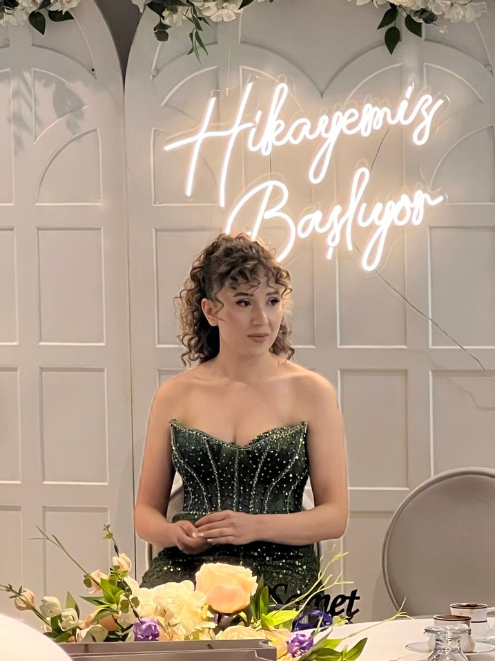 İnci İşlemeli Straplez Uzun Abiye Elbise - Görsel 5