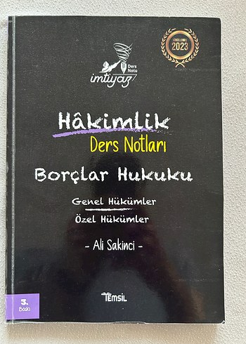 Hakimlik Borçlar Hukuku Ders Notları 2023