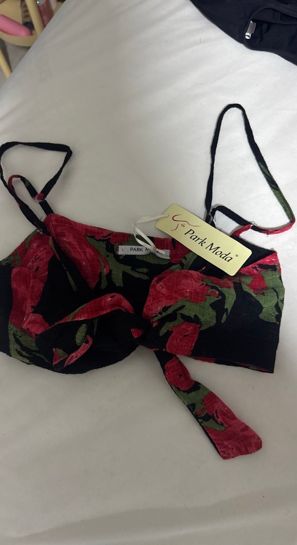 Park Moda Baskılı Kısa Kırmızı Büstiyer - Görsel 2