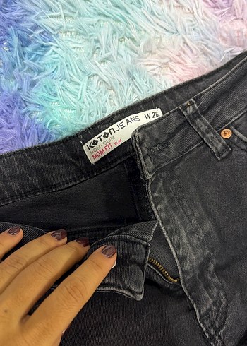 Koton Gri Bağcıklı Salaş Kadın Kot Pantolon - Görsel 2