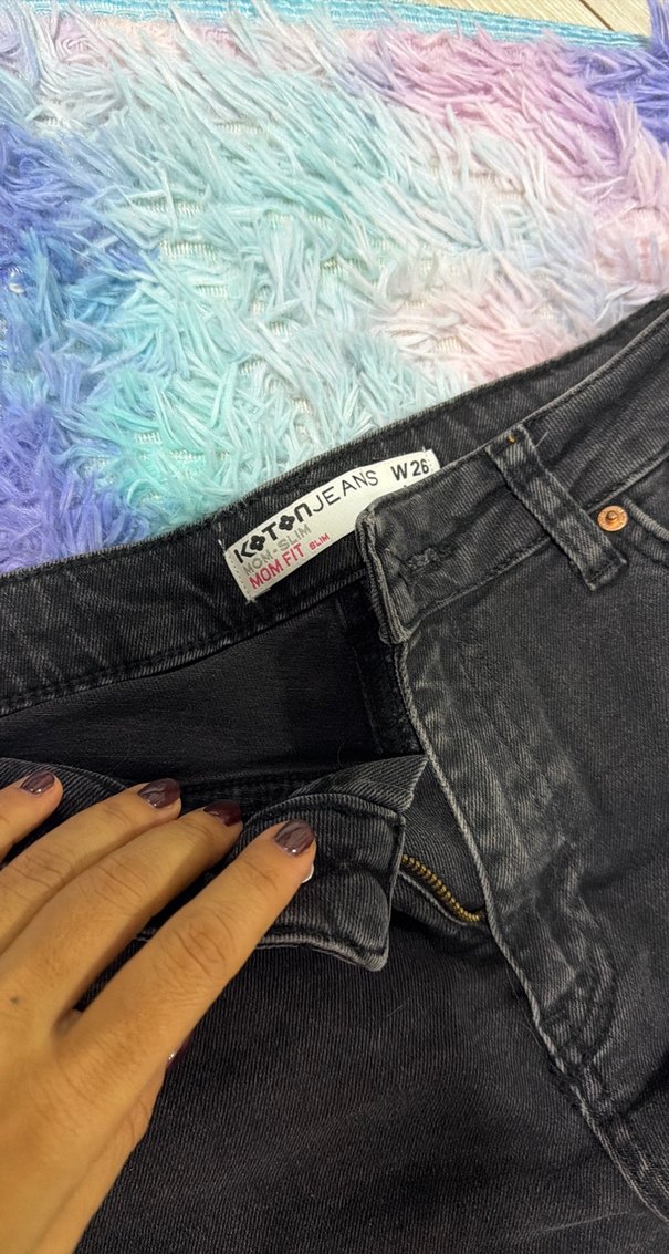 Koton Gri Bağcıklı Salaş Kadın Kot Pantolon - Görsel 2